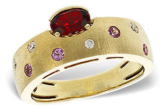 E329-97613: LDS RG .58 MULTI CLR (GAR & PINK SAPP) .66 TGW